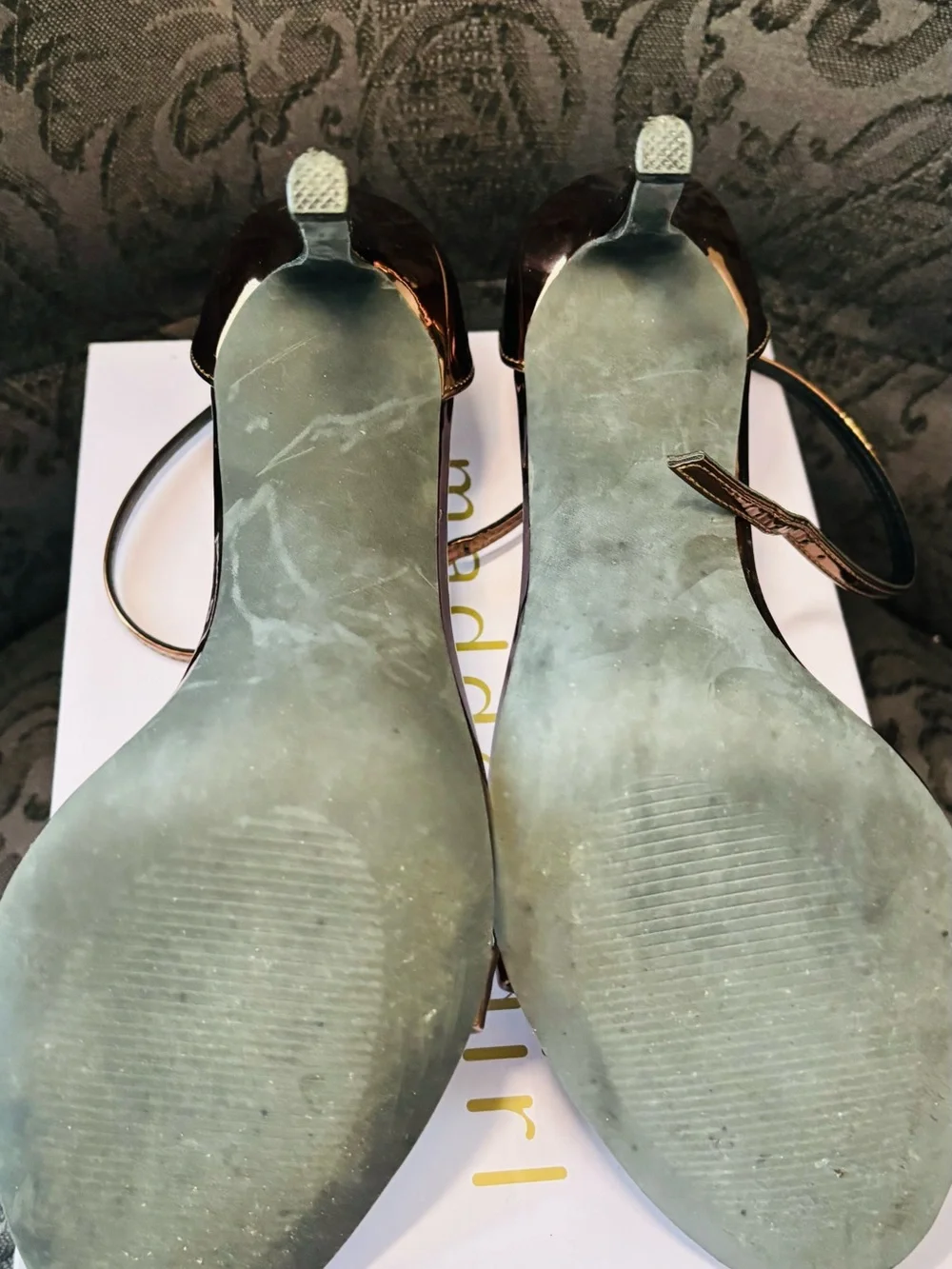 Madden Girl Brazen Bronze Metallic Ankle Strap Heels | Size 9.5